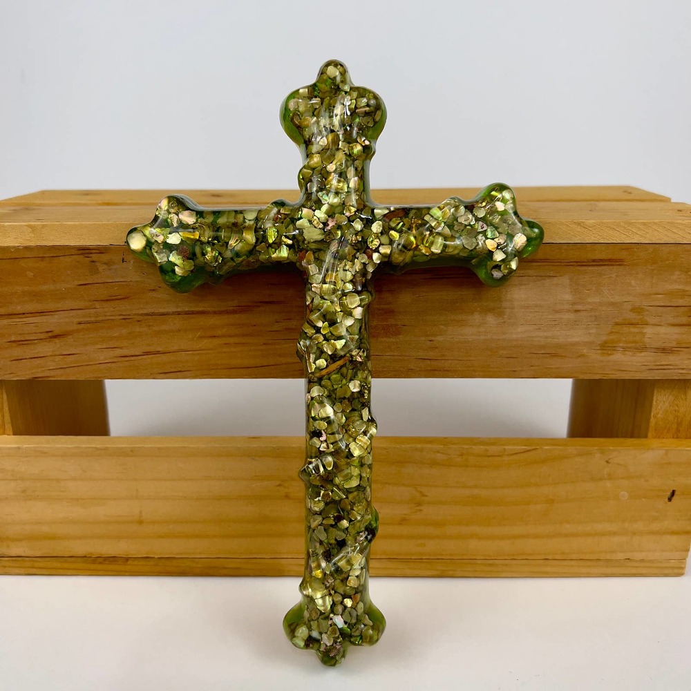Lucite Mother of Pearl Christian Cross Crucifix Symbol of Faith & Hope VTG 8.25" - Picture 13 of 16